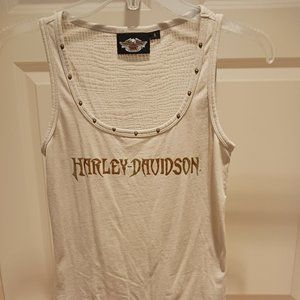 Harley-Davidson Women's Tank Top Size Small - Cream, Semi-see thru on Back